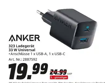 MediaMarkt Anker 323 ladegerät 33 w universal Angebot