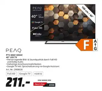 MediaMarkt Peaq ptv 40gf-5024c 40 led tv Angebot