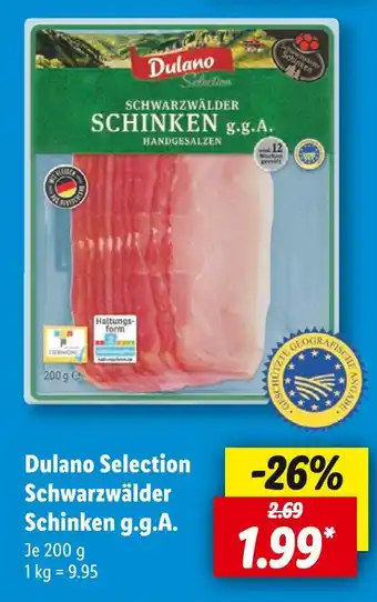 Lidl Dulano dulano selection schwarzwälder schinken g.g.a Angebot