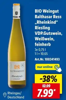 Lidl Balthasar ress bio weingut balthasar ress rheinkind riesling vdp.gutswein, weißwein, feinherb Angebot