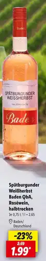 Lidl Baden spätburgunder weißherbst baden qba, roséwein, halbtrocken Angebot