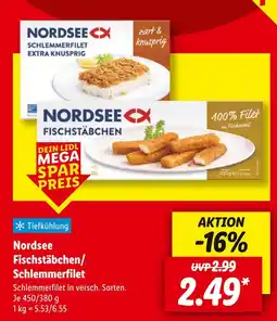 Lidl Nordsee fischstäbchen/schlemmerfilet Angebot