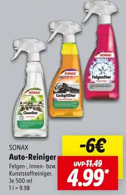 Lidl Sonax cleanstar oder cockpitstar oder felgenstar Angebot