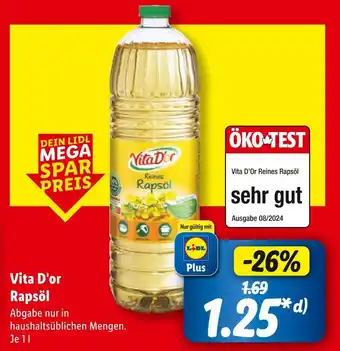 Lidl Vita d'or reines rapsöl Angebot