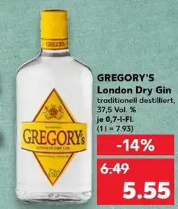 Kaufland Gregory's london dry gin Angebot