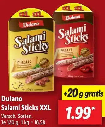 Lidl Dulano Salami Sticks XXL Angebot