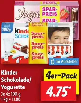 Lidl Kinder Schokolade/ Yogurette Angebot