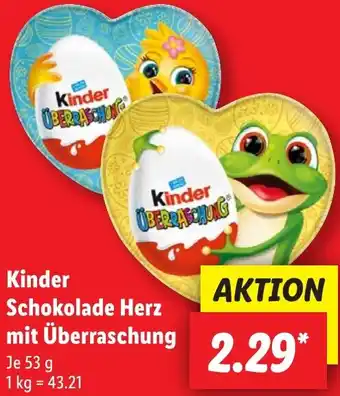 Lidl Kinder Schokolade Herz mit Überraschung Angebot