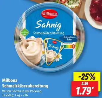 Lidl Milbona Schmelzkäsezubereitung Angebot