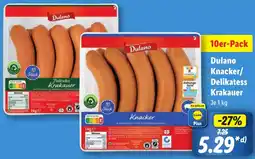 Lidl Dulano Knacker/ Delikatess Krakauer Angebot