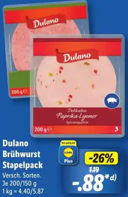 Lidl Dulano Brühwurst Stapelpack Angebot