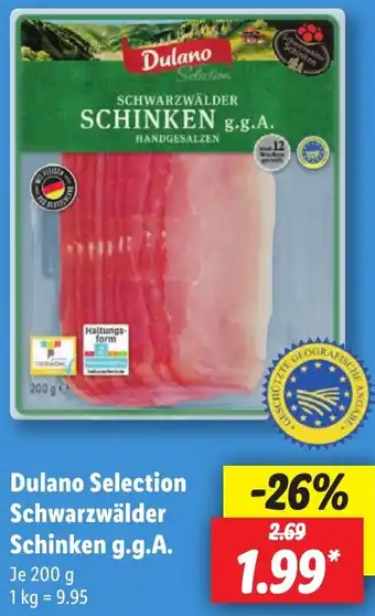 Lidl Dulano Selection Schwarzwälder Schinken g.g.A. Angebot