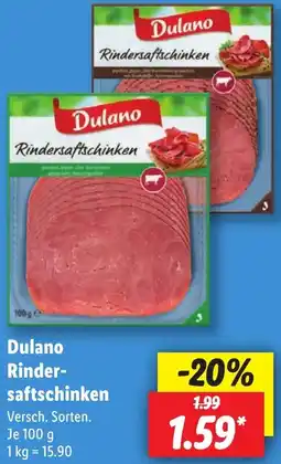 Lidl Dulano Rindersaftschinken Angebot