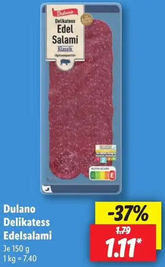 Lidl Dulano Delikatess Edelsalami Angebot