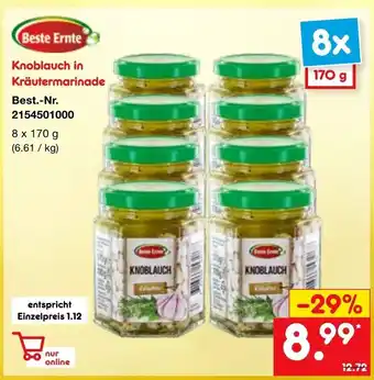 Netto Marken-Discount Beste Ernte Knoblauch in Kräutermarinade 8x170g Angebot