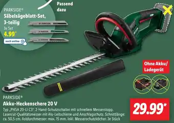 Lidl PARKSIDE Akku-Heckenschere 20 V Angebot