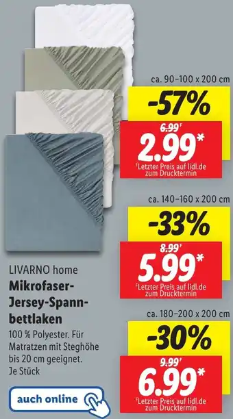 Lidl LIVARNO home Mikrofaser Jersey-Spannbettlaken Angebot