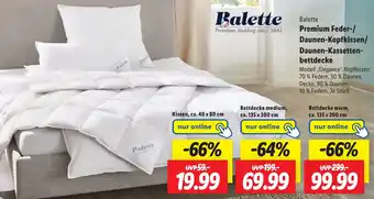 Lidl Balette Premium Feder-/ Daunen-Kopfkissen/ Daunen-Kassettenbettdecke Angebot