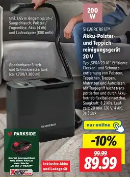 Lidl SILVERCREST Akku-Polster- und Teppichreinigungsgerät 20V Angebot