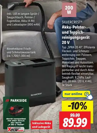 Lidl SILVERCREST Akku-Polster- und Teppichreinigungsgerät 20V Angebot