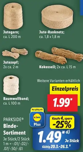 Lidl PARKSIDE Binde Sortiment Angebot