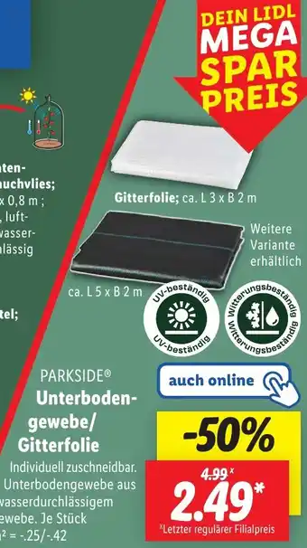Lidl PARKSIDE Unterbodengewebe/ Gitterfolie Angebot