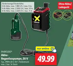 Lidl PARKSIDE Akku Regenfasspumpe, 20 V Angebot