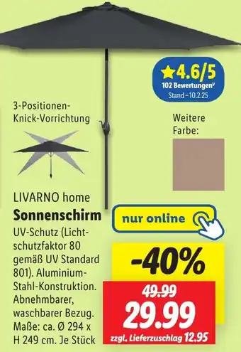 Lidl LIVARNO home Sonnenschirm Angebot