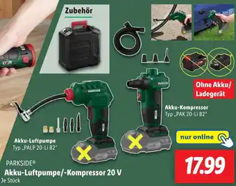 Lidl PARKSIDE Akku-Luftpumpe/-Kompressor 20 V Angebot