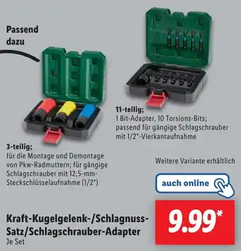 Lidl Kraft-Kugelgelenk-/Schlagnuss Satz/Schlagschrauber-Adapter Angebot