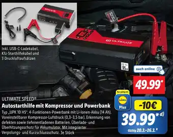 Lidl ULTIMATE SPEED Autostarthilfe mit Kompressor und Powerbank Angebot