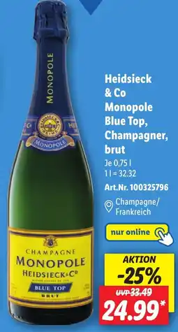 Lidl Heidsieck & Co Monopole Blue Top, Champagner, brut Angebot