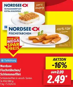 Lidl Nordsee Fischstäbchen/ Schlemmerfilet Angebot