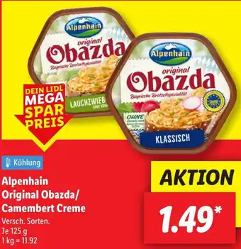 Lidl Alpenhain Original Obazda/ Camembert Creme Angebot