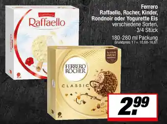 L. STROETMANN GROSSMARKT Ferrero Raffaello, Rocher, Kinder, Rondnoir oder Yogurette Eis Angebot