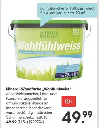 Hellweg Schöner wohnen mineral-wandfarbe wohlfühlweiss Angebot