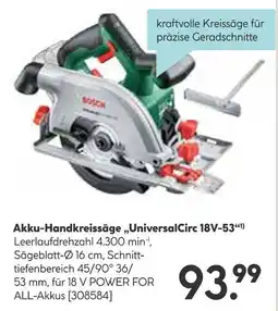 Hellweg Bosch akku-handkreissäge „universalcirc 18v-53“ Angebot