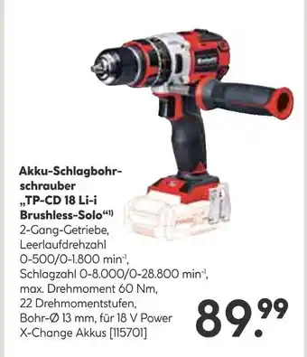 Hellweg Einhell akku-schlagbohrschrauber „tp-cd 18 li-i brushless-solo“ Angebot