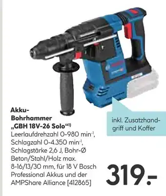 Hellweg Bosch akku-bohrhammer „gbh 18v-26 solo“ Angebot