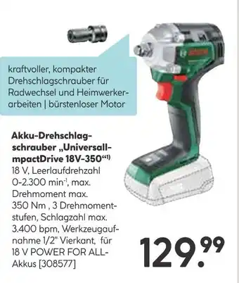 Hellweg Bosch akku-drehschlagschrauber „universalimpactdrive 18v-350“ Angebot