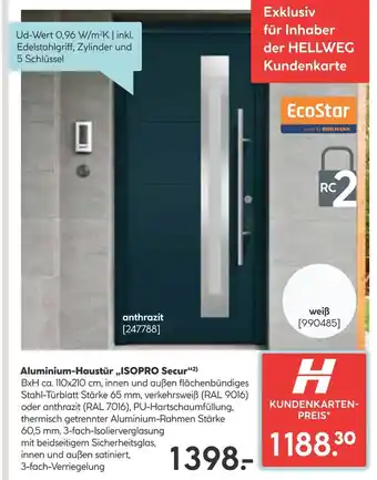 Hellweg Ecostar aluminium-haustür „isopro secur“ Angebot