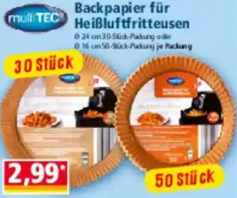 Norma multiTEC Backpapier für Heißluftfritteusen Angebot