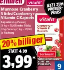 Norma Vitafit Mannose Cranberry Sticks/Cranberry+ Vitamin C Kapseln Angebot