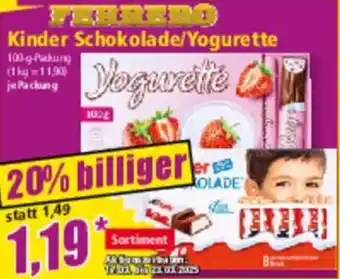 Norma Ferrero Kinder Schokolade/Yogurette Angebot