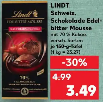 Kaufland LINDT Schweiz. Schokolade Edelbitter Mousse Angebot