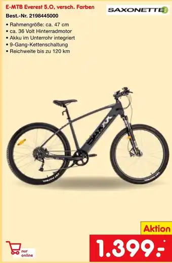 Netto Marken-Discount Saxonette E-MTB Everest 5.0 Angebot