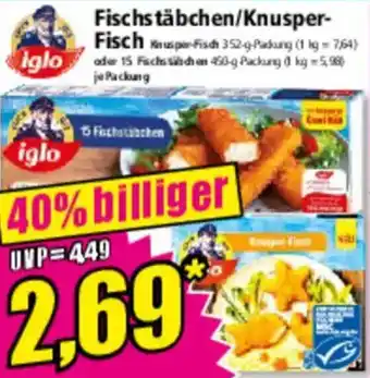 Norma iglo Fischstäbchen/Knusper Fisch Angebot