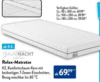 Aldi Nord Traumnacht selection relax-matratze Angebot