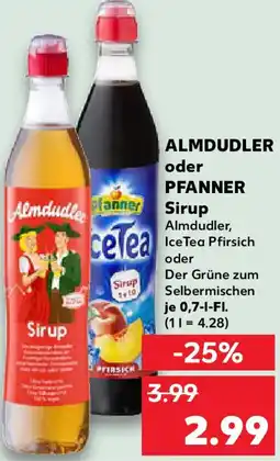 Kaufland ALMDUDLER oder PFANNER Sirup Angebot