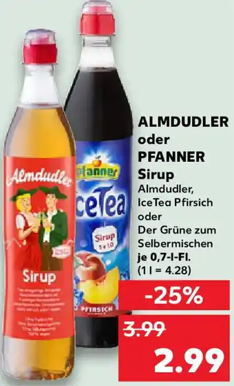 Kaufland ALMDUDLER oder PFANNER Sirup Angebot